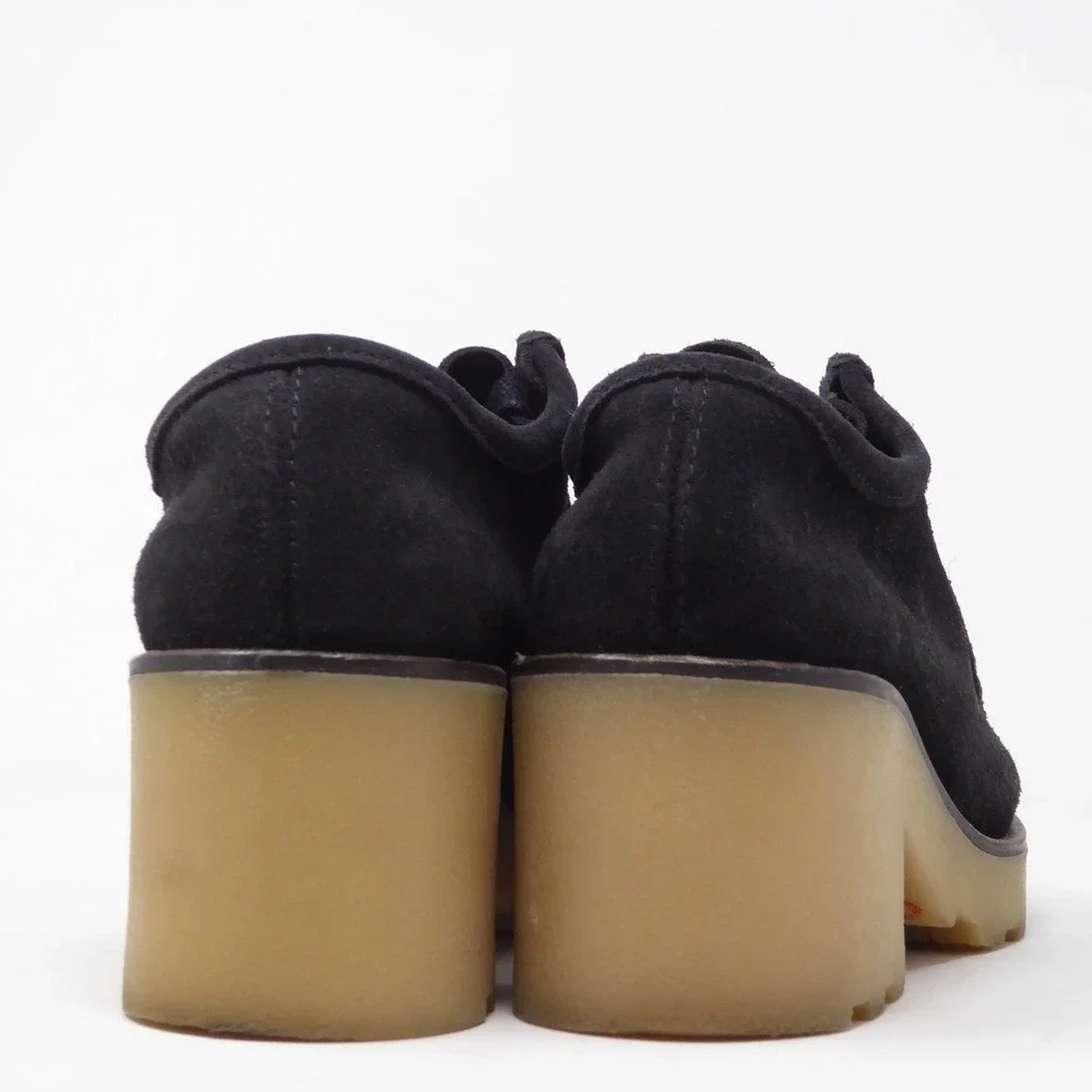 Clarks Women Originals Wallabee Shoes Boots Black Suede Heeled Platform 6.5M